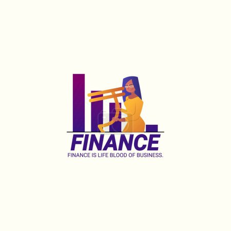 Téléchargez les illustrations : Finance is life blood of business vector mascot logo template. - en licence libre de droit