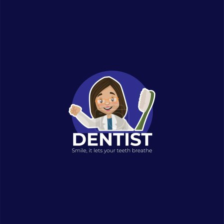 Téléchargez les illustrations : Dentist smile, it lets your teeth breathe vector mascot logo template. - en licence libre de droit