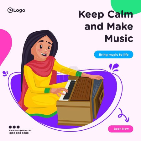Illustration for Banner design of keep calm and make music cartoon style illustration - Royalty Free Image
