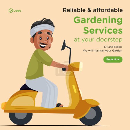 Illustration for Banner design of reliable and affordable gardening services at your doorstep. Vector graphic illustration. - Royalty Free Image