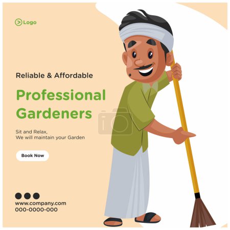 Illustration for Banner design of reliable and affordable professional gardeners. Vector graphic illustration. - Royalty Free Image