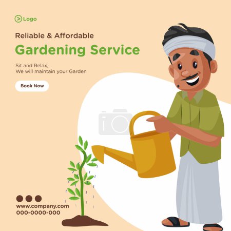 Ilustración de Diseño de banner de servicio de jardinería confiable y asequible. ilustración gráfica vectorial. - Imagen libre de derechos