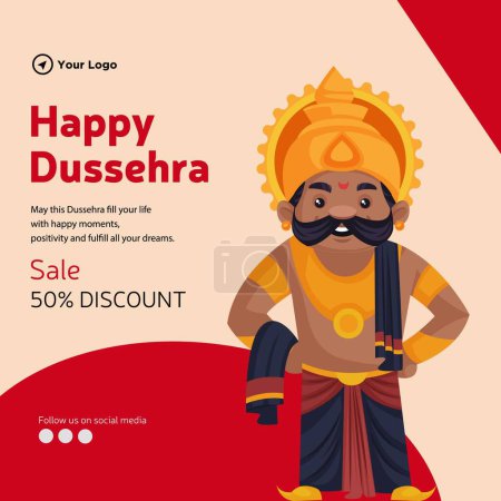 Illustration for Happy Dussehra festival sale discount banner design template. - Royalty Free Image