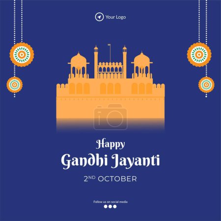 Illustration for Celebrated 2nd October happy Gandhi Jayanti banner design - Royalty Free Image