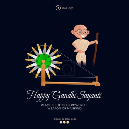Ilustración de Celebrado 2 de octubre feliz Gandhi Jayanti diseño de la bandera - Imagen libre de derechos