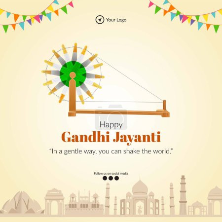 Téléchargez les illustrations : Célébré 2 octobre heureux conception de bannière Gandhi Jayanti - en licence libre de droit