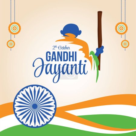 Téléchargez les illustrations : Modèle de conception de bannière de festival national Gandhi Jayanti 2 octobre. - en licence libre de droit
