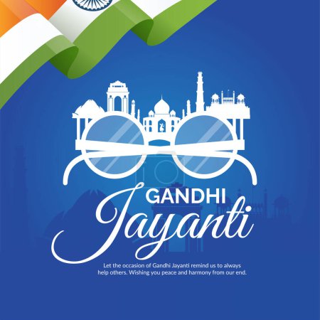 Illustration for Gandhi Jayanti 2nd October national festival banner design template. - Royalty Free Image