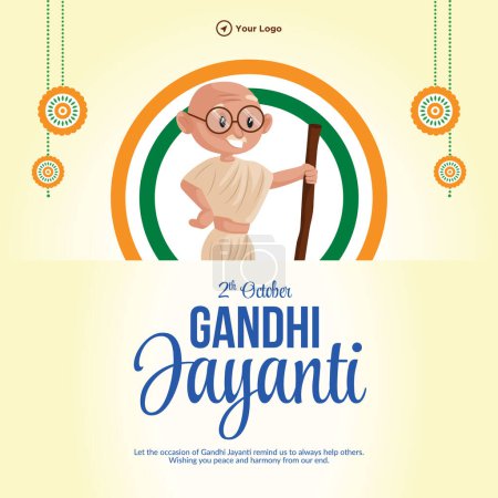Ilustración de Gandhi Jayanti 2 octubre nacional festival banner diseño plantilla. - Imagen libre de derechos