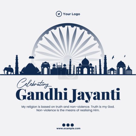 Illustration for Celebrating gandhi jayanti 2nd October national festival banner template - Royalty Free Image