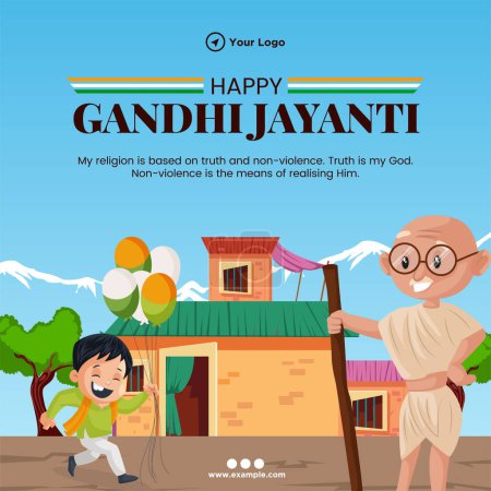Ilustración de Celebrando gandhi jayanti 2 de octubre banner del festival nacional plantilla - Imagen libre de derechos
