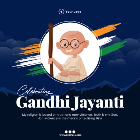 Ilustración de Celebrando gandhi jayanti 2 de octubre banner del festival nacional plantilla - Imagen libre de derechos