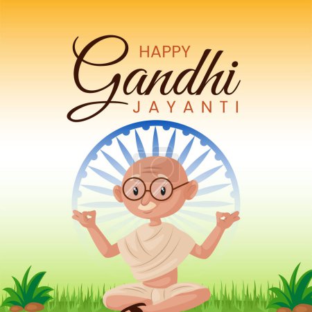Illustration for Celebrating gandhi jayanti 2nd October national festival banner template - Royalty Free Image