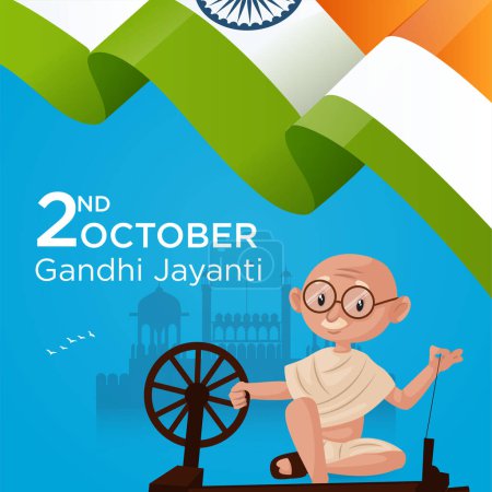 Téléchargez les illustrations : Modèle de conception de bannière de festival national Gandhi Jayanti célébré le 2 octobre. - en licence libre de droit