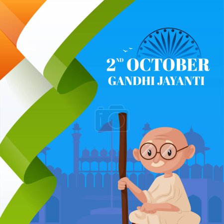 Ilustración de Celebrado 2 de octubre Gandhi Jayanti nacional festival banner plantilla de diseño. - Imagen libre de derechos