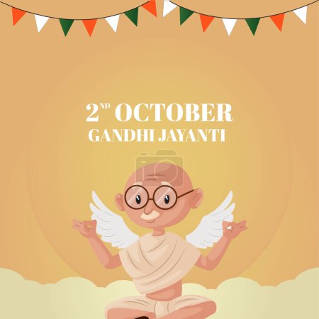 Téléchargez les illustrations : Modèle de conception de bannière de festival national Gandhi Jayanti célébré le 2 octobre. - en licence libre de droit