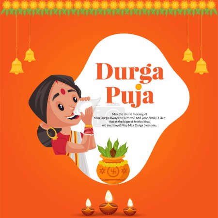 Ilustración de Festival hindú feliz plantilla de banner durga ashtami - Imagen libre de derechos