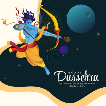 Illustration for Traditional Indian festival happy Dussehra banner design template - Royalty Free Image