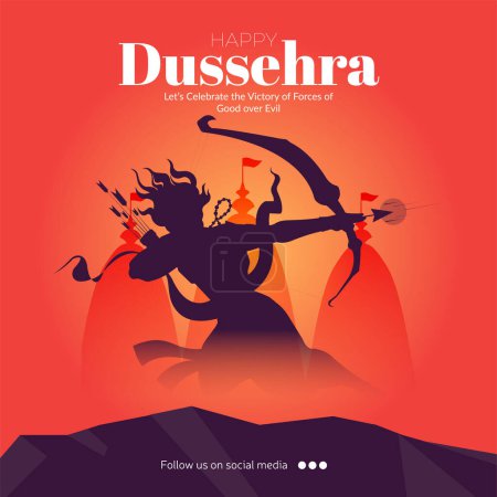 Illustration for Creative Indian festival happy Dussehra banner design template. - Royalty Free Image