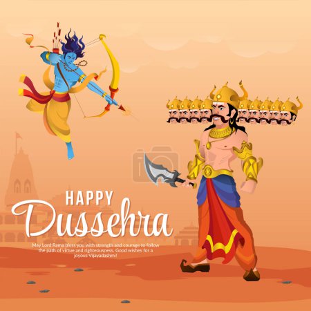 Creativo festival indio feliz Dussehra banner plantilla de diseño.