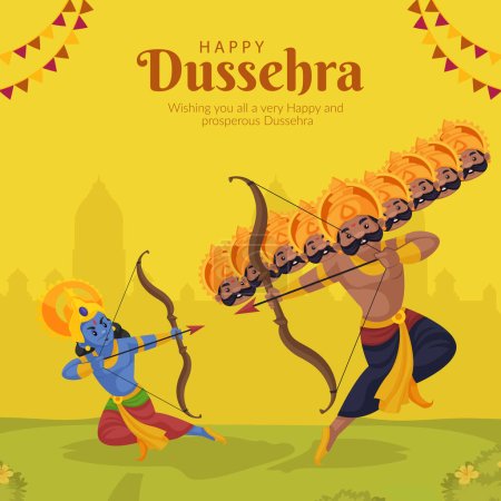 Téléchargez les illustrations : Modèle élégant de bannière de festival hindou heureux dussehra. - en licence libre de droit