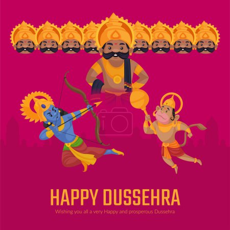 Ilustración de Elegante hindú feliz dussehra festival banner plantilla. - Imagen libre de derechos