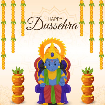 Illustration for Wish you a very happy Dussehra Indian festival banner design template - Royalty Free Image