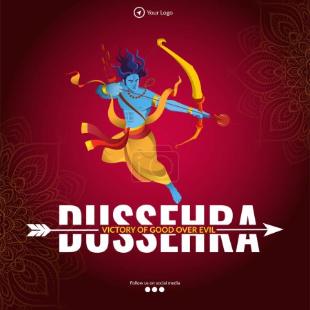 Illustration for Wish you a very happy Dussehra Indian festival banner design template - Royalty Free Image