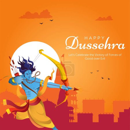 Wünschen Ihnen eine sehr glückliche Dussehra Indian Festival Banner Design-Vorlage