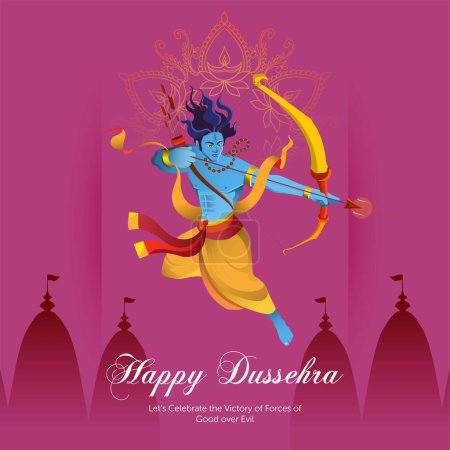 Ilustración de Le deseo una plantilla de diseño de banner del festival indio Dussehra muy feliz - Imagen libre de derechos