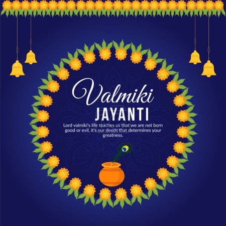 Téléchargez les illustrations : Conception de bannière créative de modèle heureux Valmiki Jayanti. - en licence libre de droit