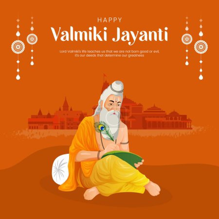 Creative banner design of happy Valmiki Jayanti template.