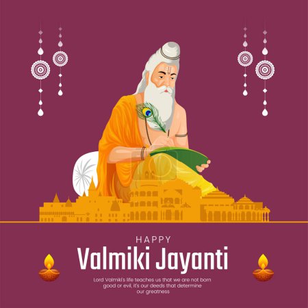 Ilustración de Diseño de banner creativo de la plantilla Valmiki Jayanti feliz. - Imagen libre de derechos