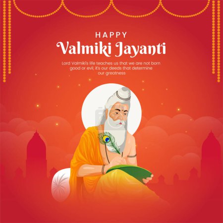Ilustración de Diseño de banner creativo de la plantilla Valmiki Jayanti feliz. - Imagen libre de derechos