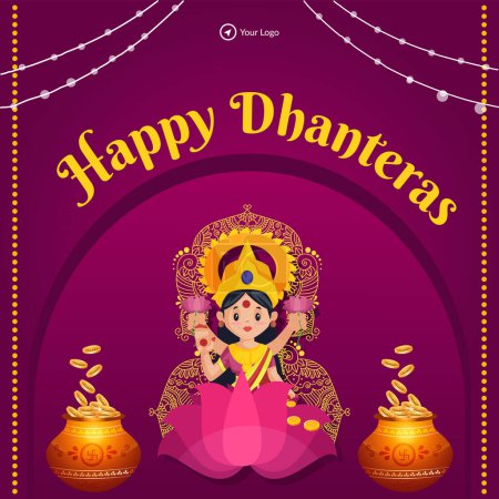 Illustration for Celebrating happy Dhanteras banner design template. - Royalty Free Image