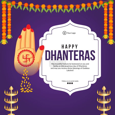 Ilustración de Hermosa plantilla de diseño de banner del festival indio Dhanteras feliz. - Imagen libre de derechos