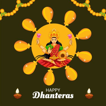 Ilustración de Plantilla de diseño de banner de festival tradicional Happy Dhanteras - Imagen libre de derechos