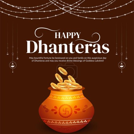 Elegant banner design of Indian festival happy Dhanteras template.