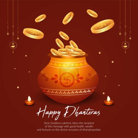 Ilustración de Diseño de banner creativo del festival indio Happy Dhanteras template - Imagen libre de derechos