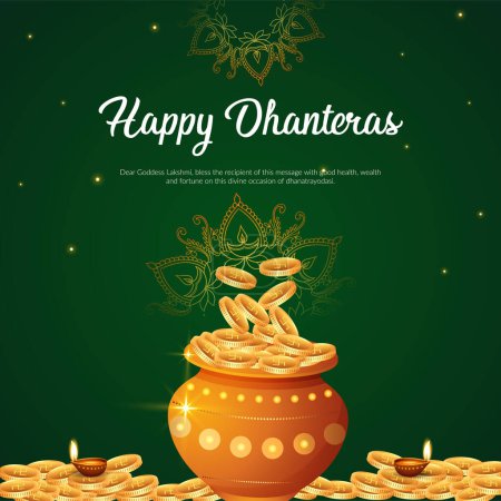 Ilustración de Diseño de banner creativo del festival indio Happy Dhanteras template - Imagen libre de derechos