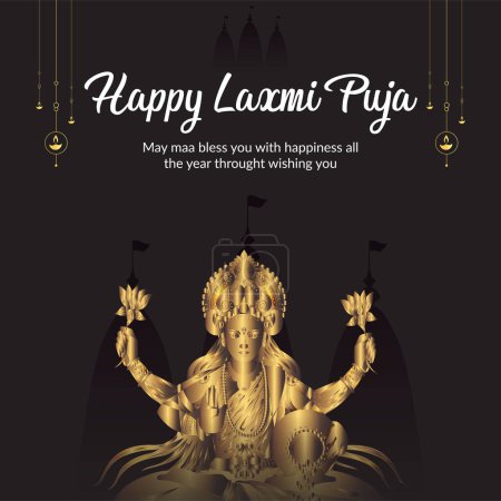 Ilustración de Festival religioso indio Happy Laxmi Puja banner design template - Imagen libre de derechos