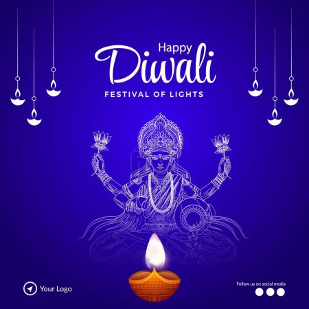 Illustration for Happy Diwali Indian religious festival banner design template - Royalty Free Image