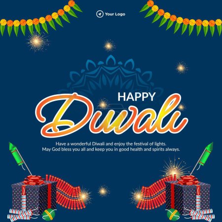 Ilustración de Indio festival religioso Diwali banner plantilla de diseño - Imagen libre de derechos