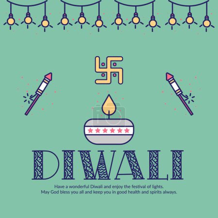 Illustration for Indian religious festival Diwali banner design template - Royalty Free Image