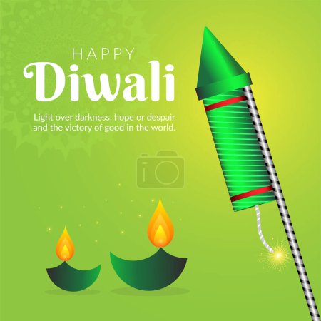 Illustration for Celebrating happy Diwali Indian festival banner design template - Royalty Free Image