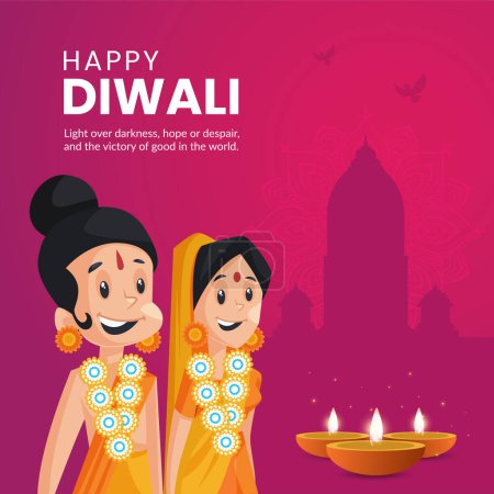 Téléchargez les illustrations : Célébration heureux Diwali modèle de conception de bannière festival indien - en licence libre de droit