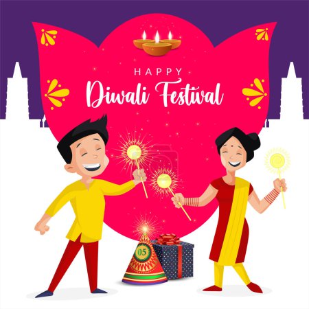 Illustration for Celebrating happy Diwali Indian festival banner design template - Royalty Free Image