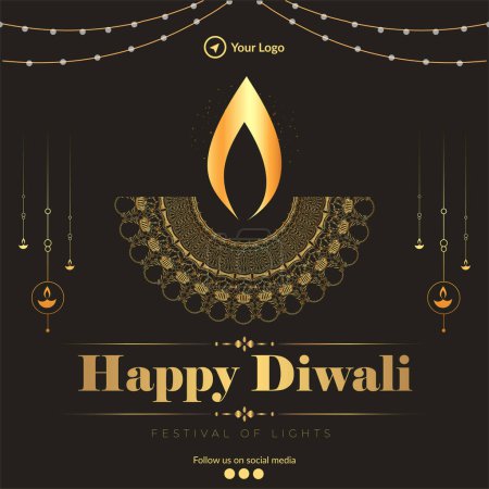 Ilustración de Elegante diseño de banner de celebración del festival Diwali de plantillas de luces. - Imagen libre de derechos