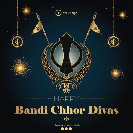 Ilustración de Banner de diseño de feliz bandi chhor diwas plantilla. - Imagen libre de derechos