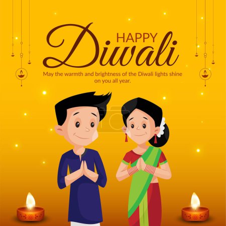 Téléchargez les illustrations : Modèle élégant de bannière pour célébrer le festival des lumières de Diwali. - en licence libre de droit
